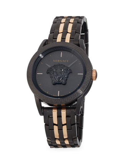 Shop Versace Men's 43mm Ip Black & Rose Goldtone Bracelet Watch