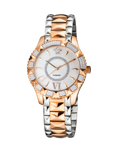 Gv2 Women's Venice Two Tone Stainless Steel & Diamond Bracelet Watch In Sapphire