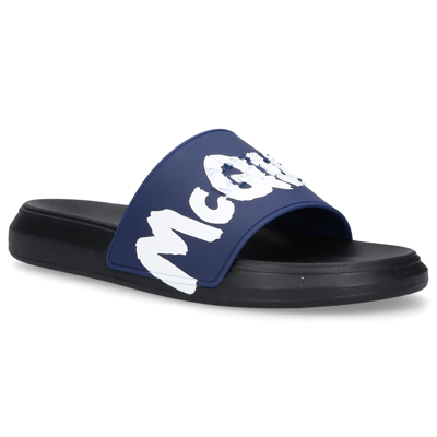Shop Alexander Mcqueen Beach Sandals Slider Gum In Blue