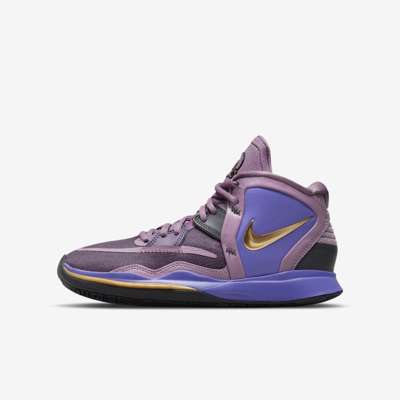 purple and gold youth basketball shoes