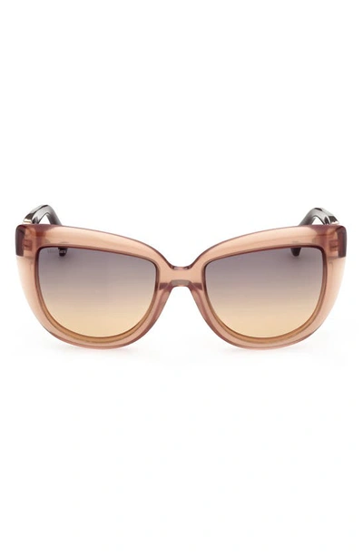 Shop Max Mara 56mm Gradient Cat Eye Sunglasses In Lbrno/ Brng