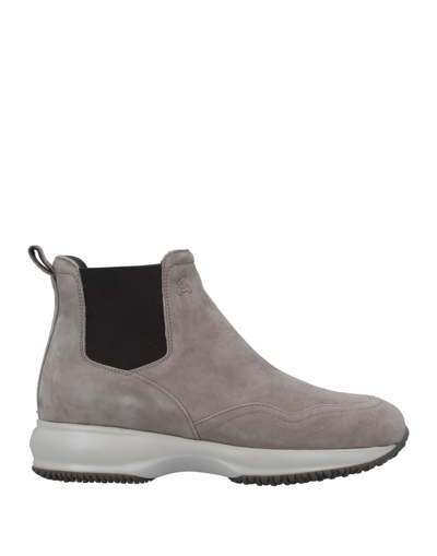 Shop Hogan Woman Ankle Boots Light Grey Size 7.5 Leather