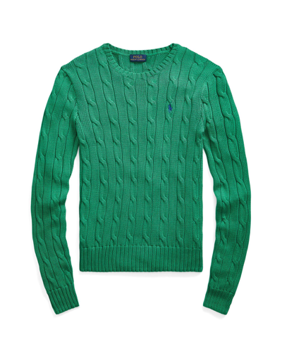 Shop Polo Ralph Lauren Cable-knit Cotton Sweater Woman Sweater Green Size Xl Cotton