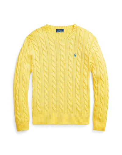 Shop Polo Ralph Lauren Cable-knit Cotton Sweater Man Sweater Yellow Size Xxl Cotton