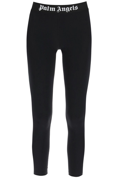 Shop Palm Angels Logo Band Leggings In Black