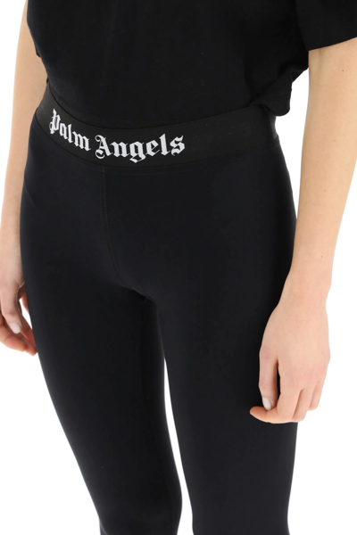 Shop Palm Angels Logo Band Leggings In Black