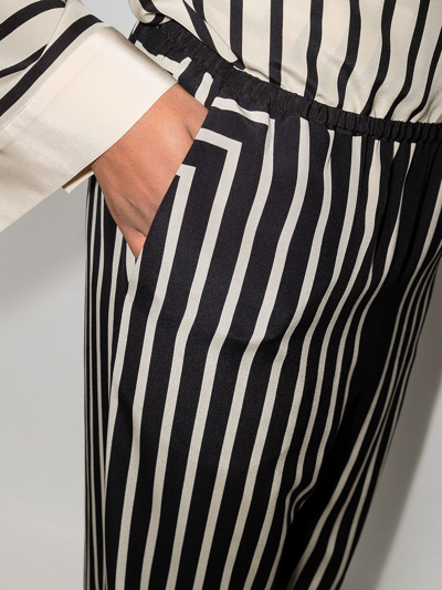 Totême Striped Silk Crepe De Chine Wide-leg Pants In Black,beige 
