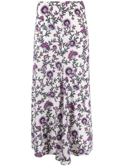 Shop Isabel Marant Floral-print Silk Skirt In Nude