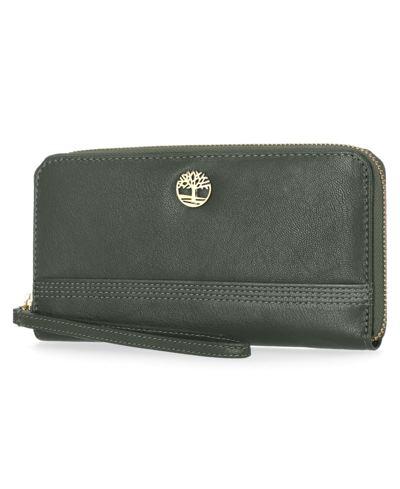 Shop Timberland Women's Zip Around Wallet With Wristlet Strap In Olive