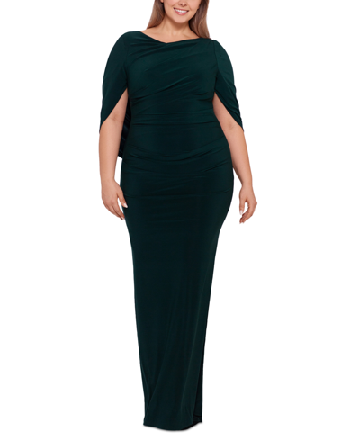 Shop Betsy & Adam Plus Size Ruched Gown In Forest
