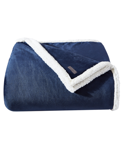 Shop Eddie Bauer Solid Ultra Soft Plush Fleece Reversible Blanket, Twin In Dusted Indigo