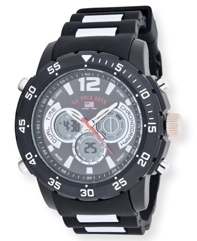 Shop U.s. Polo Assn U.s. Polo Association Men's Black And Silver Strap Watch In Black And Silver-tone