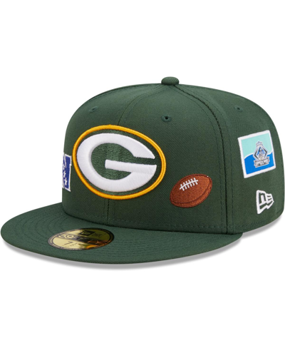 Shop New Era Men's  Green Green Bay Packers Team Local 59fifty Fitted Hat