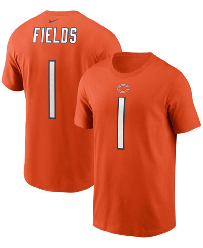 Shop Nike Men's Justin Fields Orange Chicago Bears 2021 Nfl Draft First Round Pick Player Name Number T-shirt