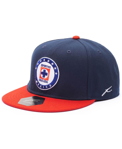 Shop Fan Ink Men's Navy And Red Cruz Azul Team Snapback Adjustable Hat In Navy/red