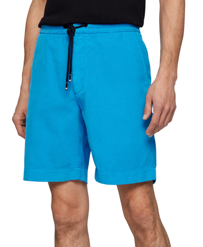 Shop Hugo Boss Boss Men's Slim-fit Cotton Corduroy Shorts In Bright Blue