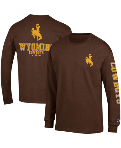 Shop Champion Men's  Brown Wyoming Cowboys Team Stack Long Sleeve T-shirt