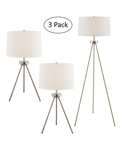 Shop Lite Source Tullio Lamp Set, 3 Piece In Brushed Nickel