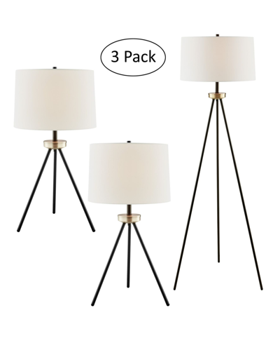 Shop Lite Source Tullio Lamp Set, 3 Piece In Black/gold-tone