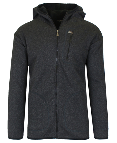 Shop Galaxy By Harvic Women's Loose Fitting Tech Sherpa Fleece-lined Zip Hoodie With Chest Pocket Jacket In Charcoal
