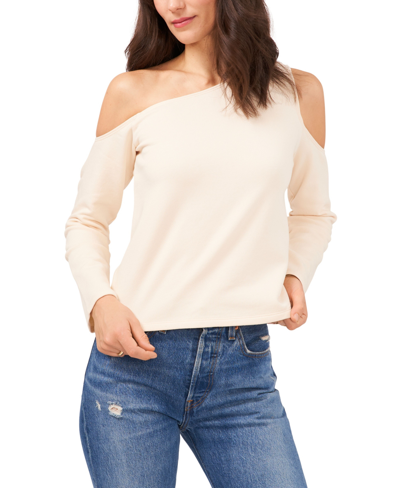 Shop 1.state Women's Asymmetrical One Shoulder Long Sleeve Top In Tapioca