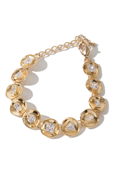 Shop Saachi Divine Charm Crystal Studded Bracelet In Gold