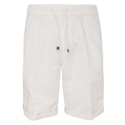 Shop Brunello Cucinelli Drawstring Straight Cut Shorts In White