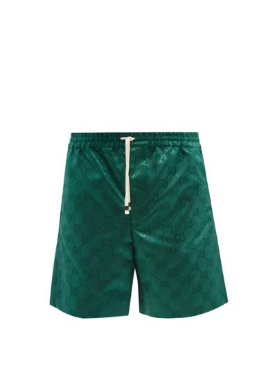 Gucci GG Nylon Jacquard Swim Shorts, Size 50 It, Green, Ready-to-wear