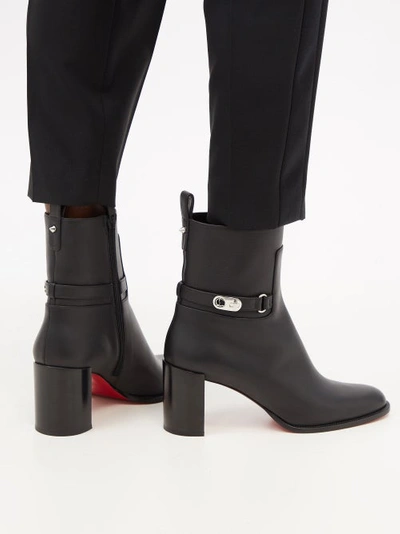 Christian Louboutin Lock Booty 70 Leather Ankle Boots in Black