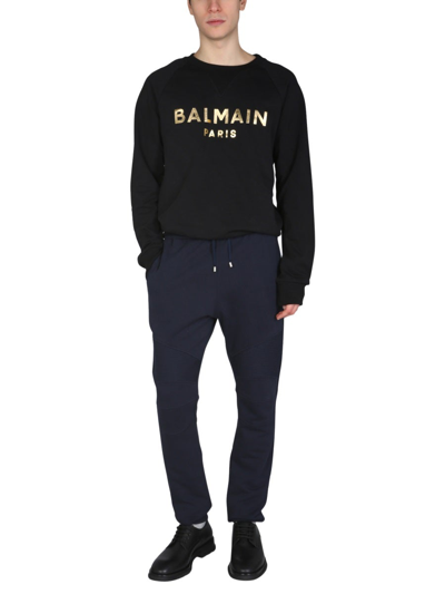 Shop Balmain Regular Fit Jogging Trousers In Blue