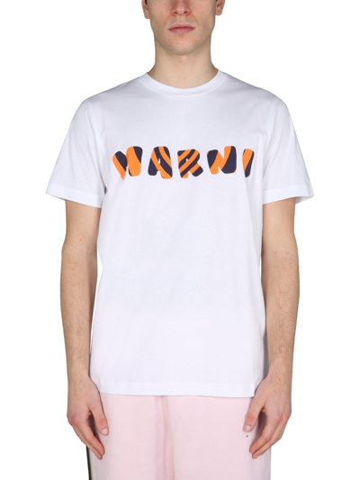 Shop Marni T-shirt With Logo Print In White