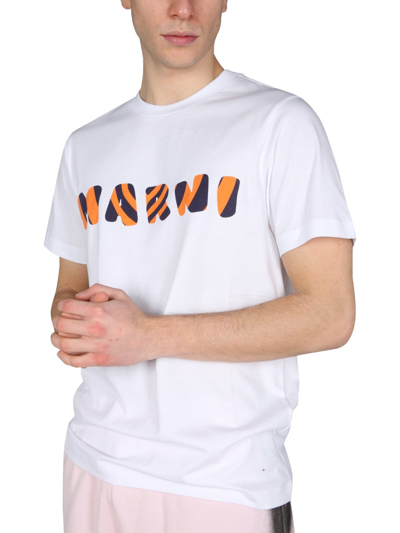 Shop Marni T-shirt With Logo Print In White