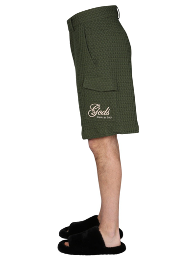 Shop Gcds Bermuda With Embroidered Logo In Green