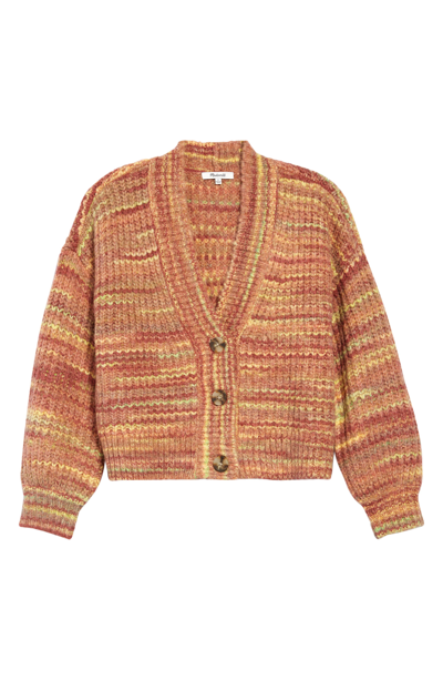 Shop Madewell Space-dyed Waller Crop Cardigan Sweater In Spacedye Harvest