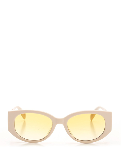 Shop Alexander Mcqueen Eyewear Oval Frame Sunglasses In Beige