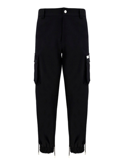 Shop Gcds Mid Rise Cargo Trousers In Black