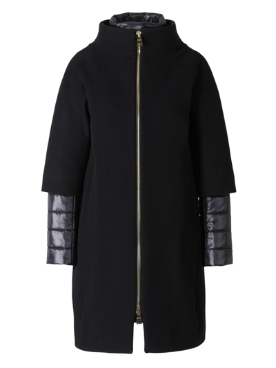 Shop Herno Layered Padded Coat In Black