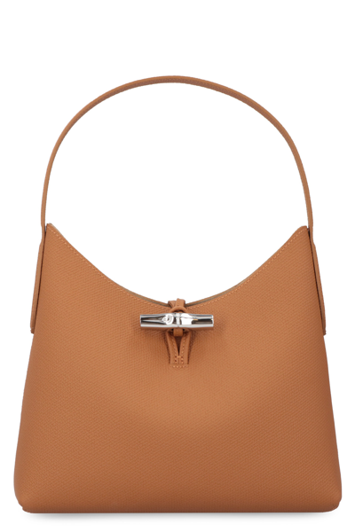 Shop Longchamp Medium Roseau Open Top Shoulder Bag In Brown