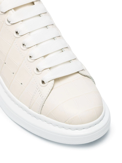 Shop Alexander Mcqueen Oversized Crocodile-embossed Sneakers In White