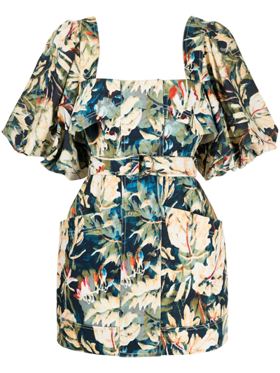 Shop Acler Lovell Floral-print Mini Dress In Multicolour