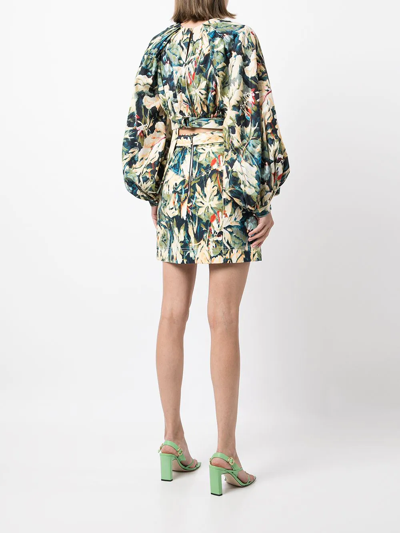 Shop Acler Floral-print Oversized Top In Green