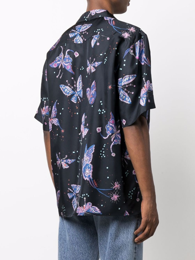 Shop Valentino Butterfly Pattern Shirt In Black