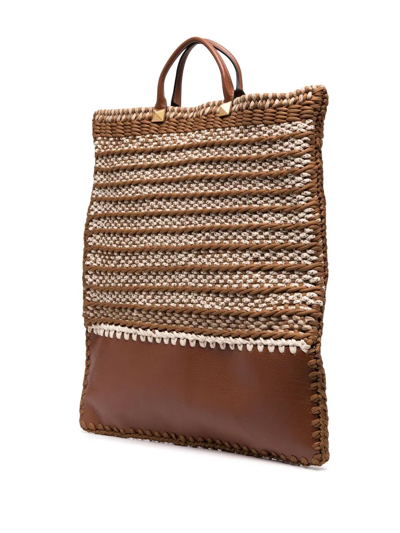 Shop Valentino Identity Woven Tote Bag In Brown