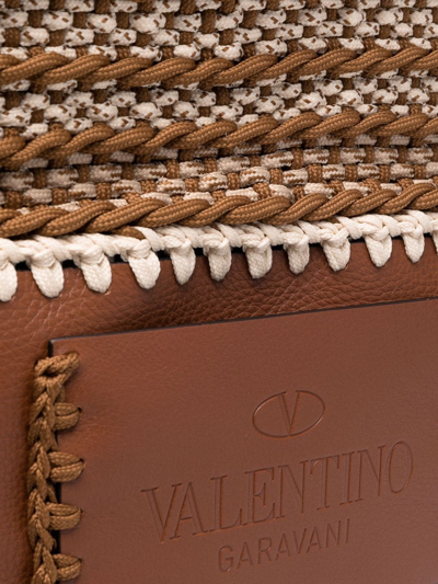 Shop Valentino Identity Woven Tote Bag In Brown