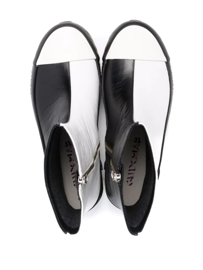Camperlab White & Black Leather Traktori Boots In Black