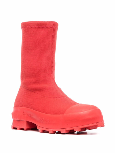 Camperlab Traktori Stretch-knit High-ankle Boots In Red