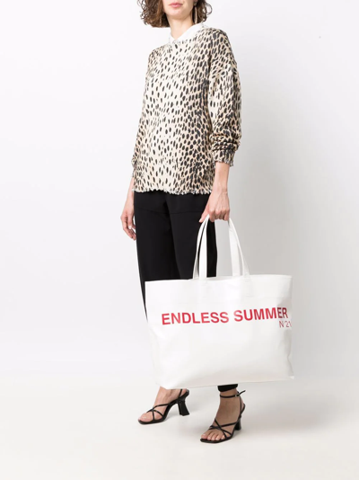 Shop N°21 Large Slogan-print Tote Bag In White