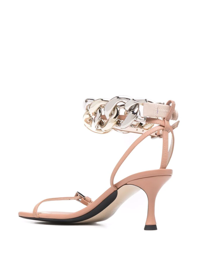 Shop N°21 Chain-link Leather Sandals In Pink