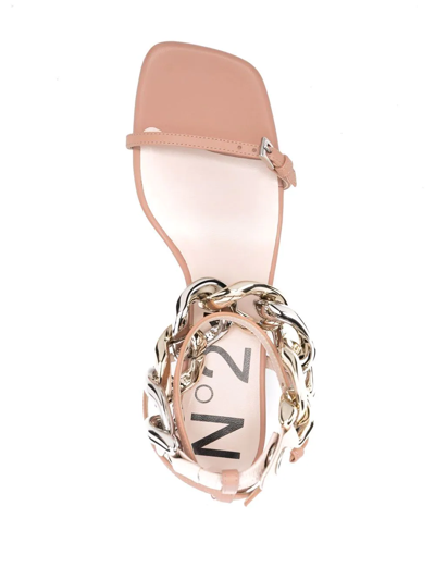 Shop N°21 Chain-link Leather Sandals In Pink