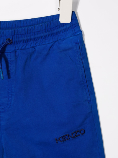 Shop Kenzo Embroidered-logo Track Shorts In Blue